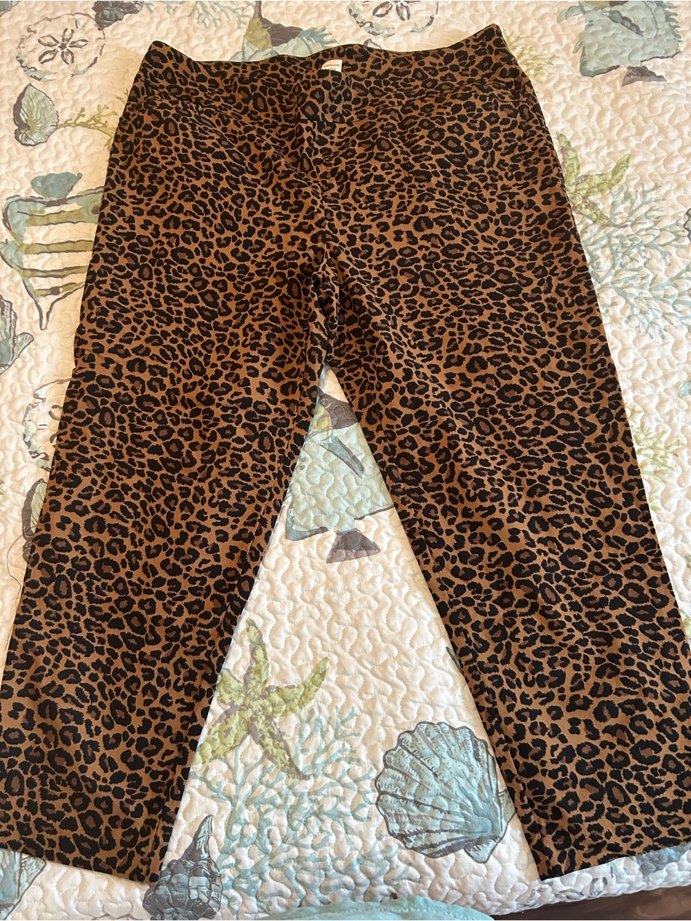 Terra & Sky Leopard Print Stretch Pants- Brown & Black